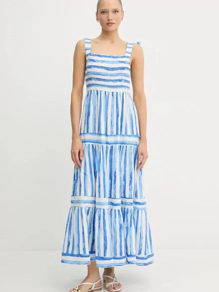 Pedro del Hierro rochie din in maxi evazati violet