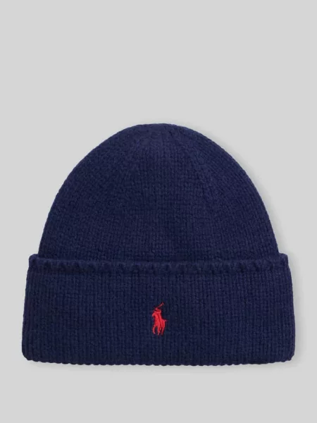 Czapka z czystej wełny Polo Ralph Lauren granatowa