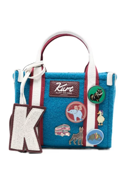 Geantă shopper Kurt Geiger London cu autograf albastru