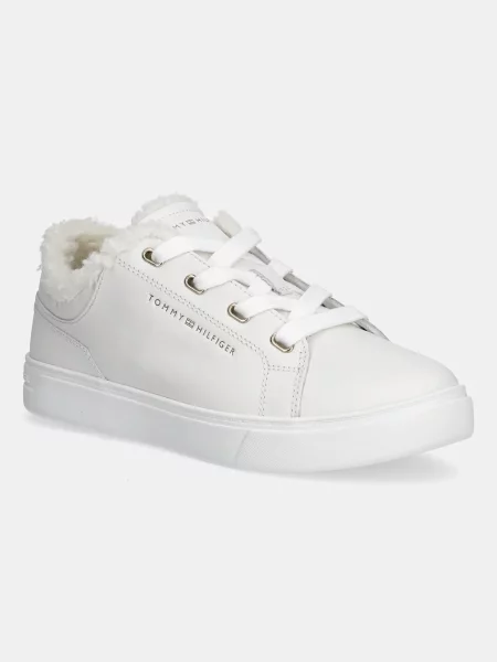 Tommy Hilfiger Kožené tenisky CASUAL CUPSOLE SNEAKER WL biela