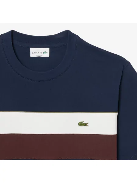 Lacoste Kolorowa Koszulka Z Dżerseju granatowy