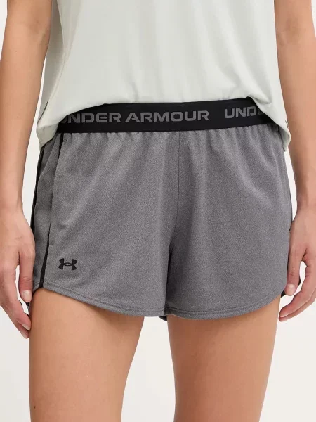 Къс панталон за трениране Under Armour Tech Play с апликация със стандартна талия сиво