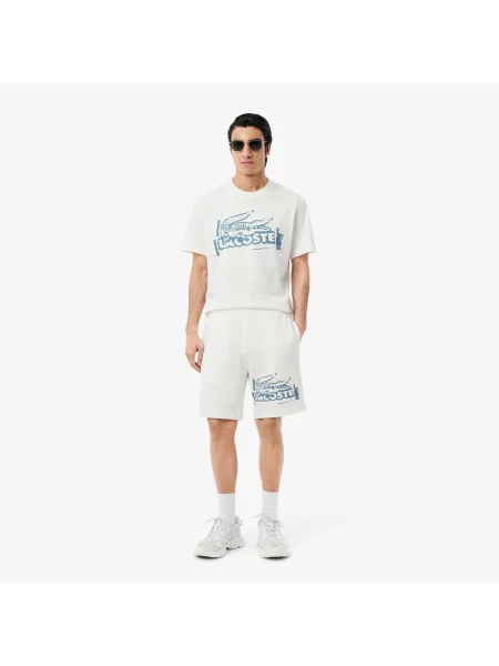Lacoste Szorty Z Nadrukiem Regular Fit beżowe