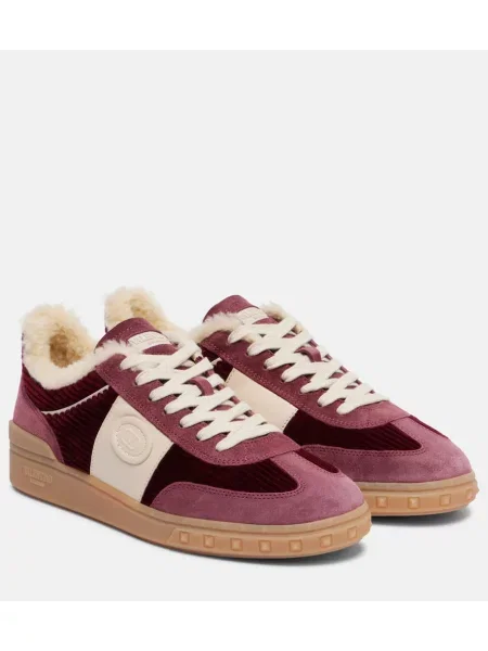 Sneakerși Valentino Garavani de catifea cord bordo