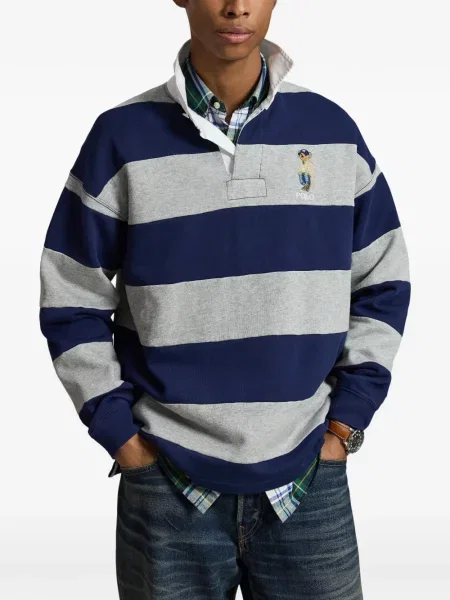 Șosete Polo Ralph Lauren cu model herringbone cu broderie plasă albastru