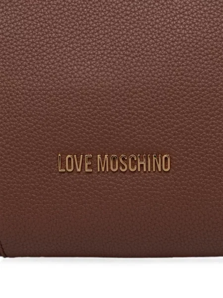 Шопинг чанта Love Moschino с катарама с автограф кафяво