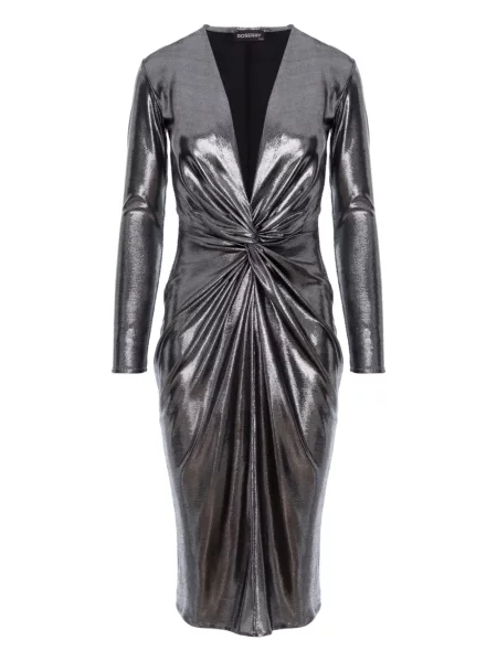 Rochie maxi Roserry până la genunchi de costum argintiu