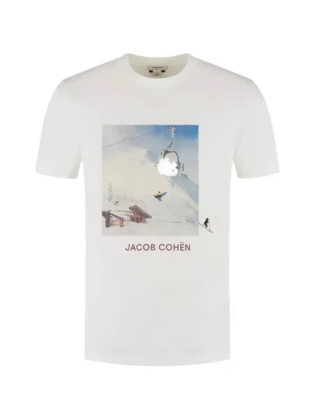 Koszulka Jacob Cohen z nadrukiem z okrągłym dekoltem biała