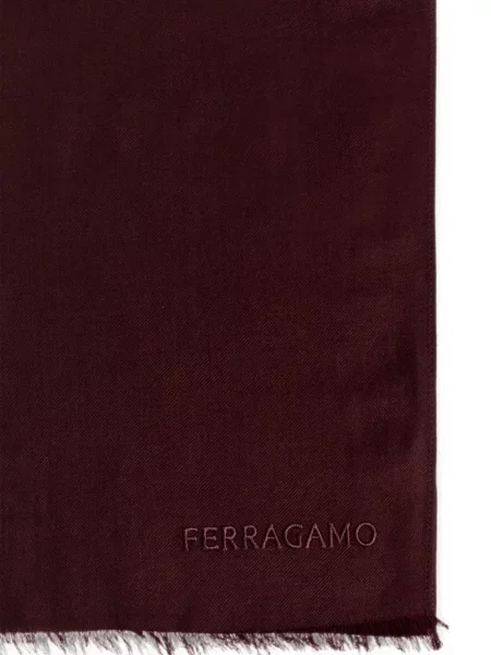 Fular Ferragamo cu broderie din cașmir roșu