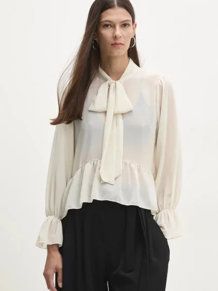 Блуза Answear Lab с изчистен дизайн бежово