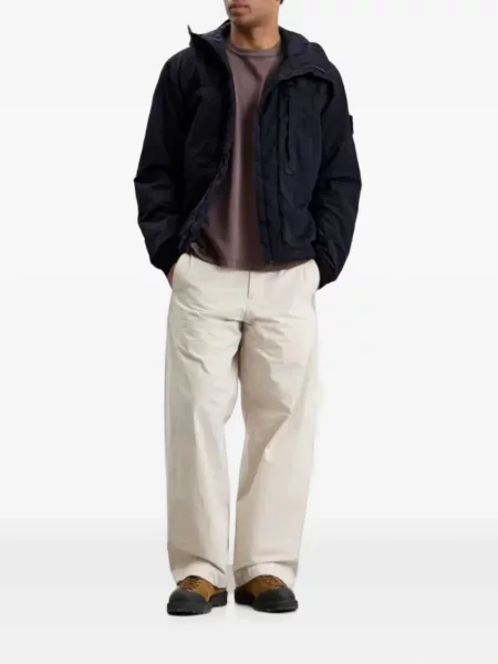 Geacă Stone Island cu glugă cu strasuri albastru