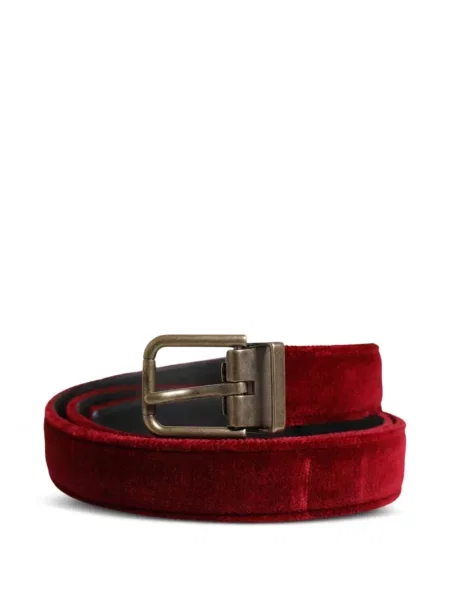 Cu centură curea Dolce & Gabbana de catifea cu cataramă roșu