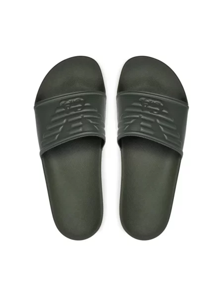 Klapki mules Emporio Armani z logo zielone