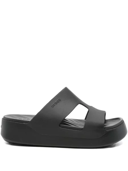 Papuci Crocs cu platformă cu bretele negru