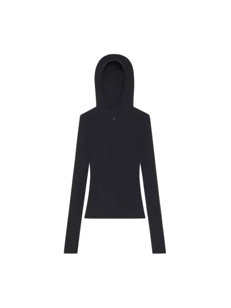 Bluza z kapturem Courreges wełniana z kapturem czarna