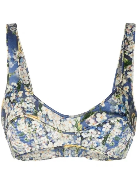 Sutien Zimmermann de mătase cu model floral cu imagine albastru
