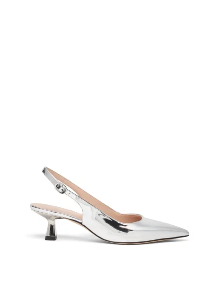 Czółenka Stuart Weitzman skórzana z otwartą piętą szara