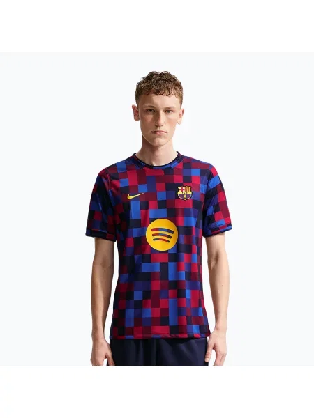 Koszulka piłkarska Nike FC Barcelona Dri-Fit Pre-Match noble red/mineral yellow czerwona