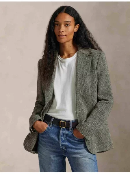POLO RALPH LAUREN De in sacou HERTIAGE | Straight fit cu adaos de mătase negru