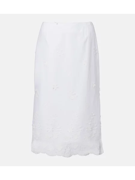 Fustă midi Altuzarra cu broderie alb