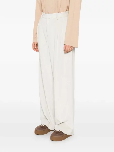 Pantaloni White Sand de catifea cord alb