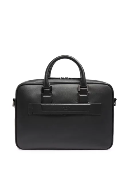 Кожена чанта за лаптоп Lancel черно