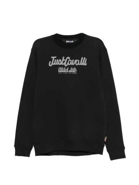 Pulover Just Cavalli cu broderie negru