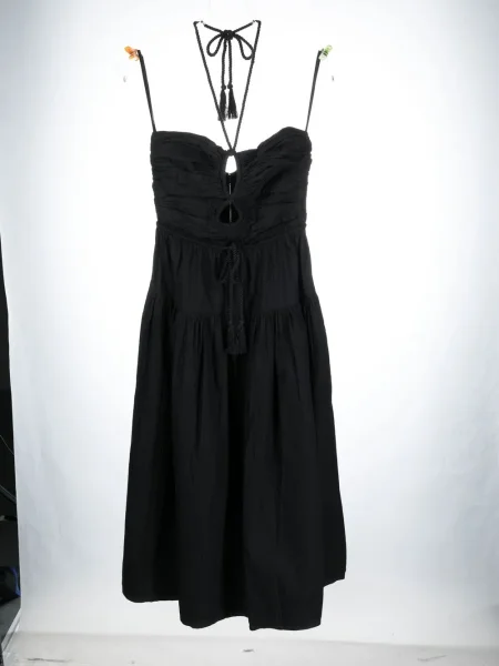 Rochie midi Ulla Johnson până la genunchi cu gât halter de costum negru