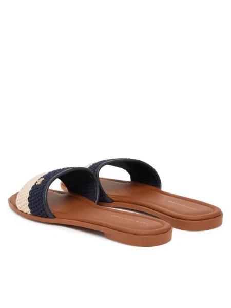 Tommy Hilfiger Šlepetės Flat Mule Crochet Tamsiai mėlyna