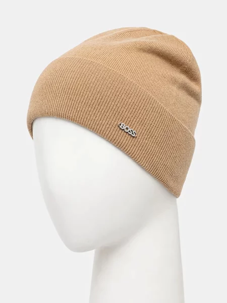 Шерстяная шапка Boss бежевая