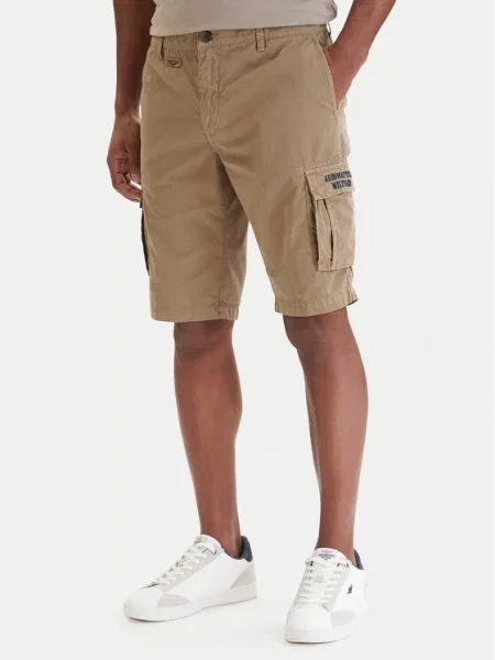 Šortky z materiálu Aeronautica Militare béžové