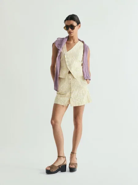 Scalpers Vestă Vichy Summer pastel galben