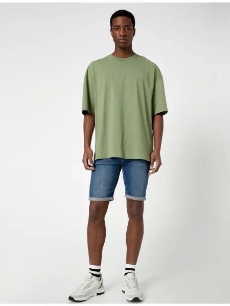 Džínové šortky Koton s kapsami na knoflíky modré