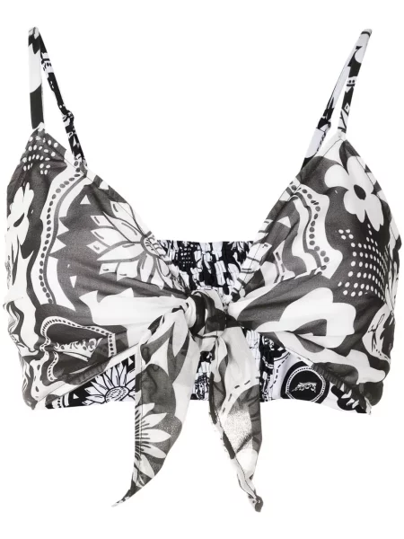Top Amir Slama cu model floral cu imagine alb