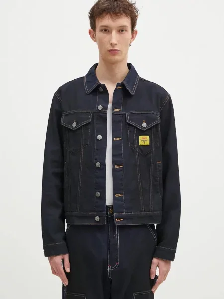 Traper jakna ICECREAM Oil Stained Trucker Jacket za muškarce za prijelazno razdoblje oversize plava