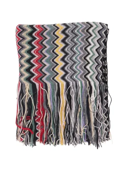 Fular Missoni cu franjuri tricotate gri