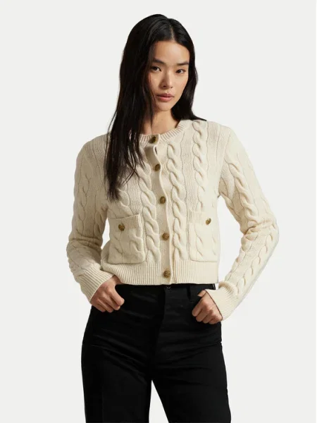 Polo Ralph Lauren Cardigan Écru Regular Fit