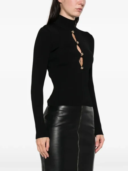 Top Self-portrait tricotate lung negru