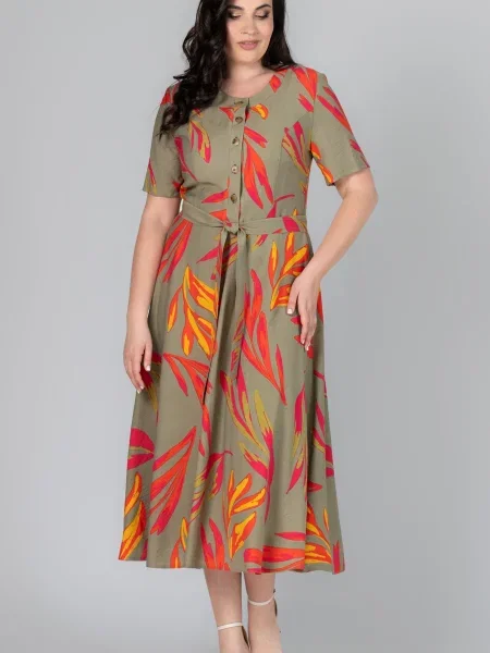 Лляна Сукня міді All Posa хакі