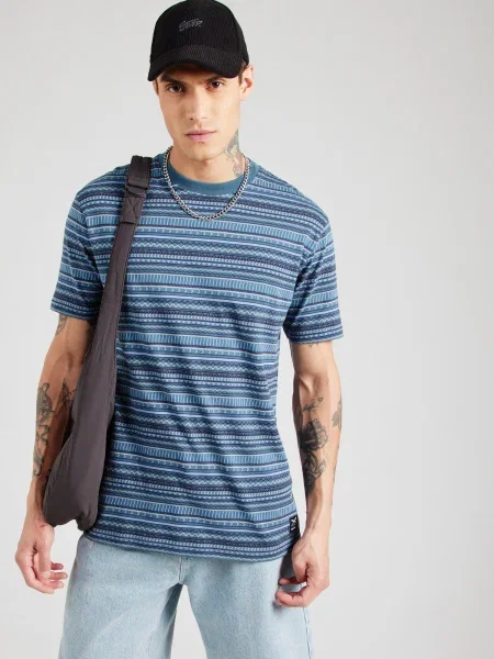 Iriedaily Tricou albastru / verde închis alb