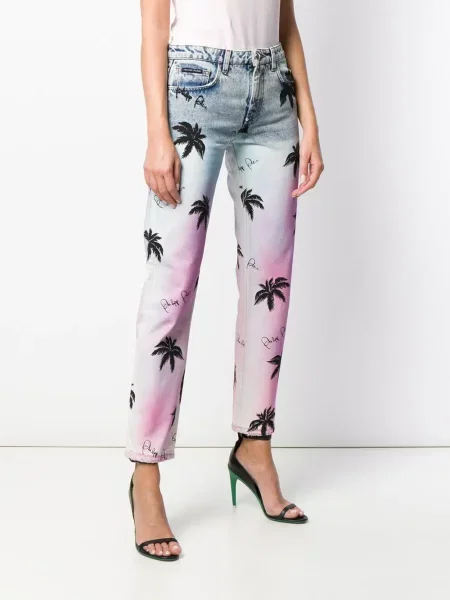 Džíny s klučičím střihem Philipp Plein modré