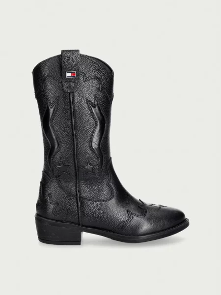 Tommy Hilfiger cizme cowboy pentru copii din piele negru