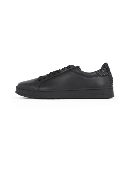 Kožené tenisky Calvin Klein LOW TOP LACE UP WOVEN čierna