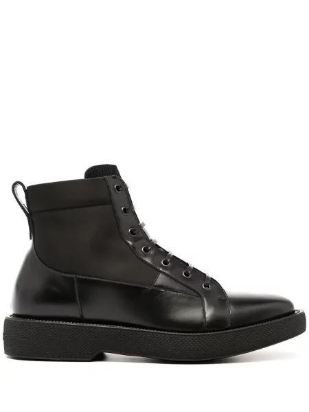 Cizme scurte Ferragamo cu șireturi din dantelă negru