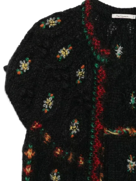 Cardigan Mes Demoiselles cu model floral tricotate negru