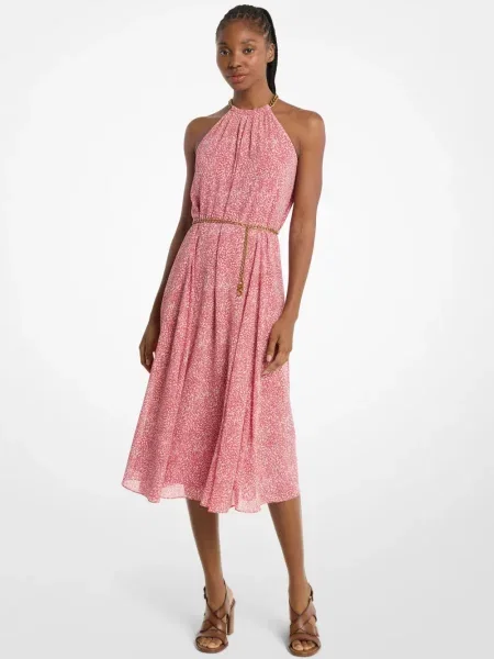 Cu centură rochie midi Michael Kors roz