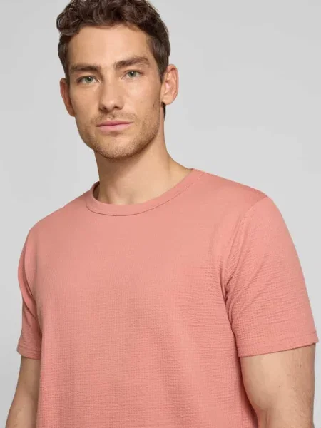 T-shirt o kroju regular fit z mieszanki bawełny model SANDER' Selected Homme różowa