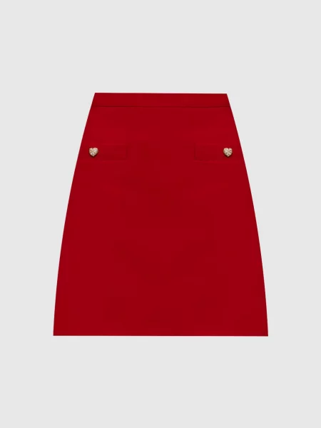 Спідниця міні з вовни та шовку Valentino червона