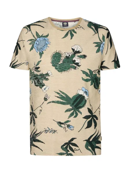 Petrol Industries Tricou deschis / maro deschis / verde pin albastru