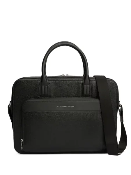 Geantă pentru laptop Tommy Hilfiger cu autograf negru
